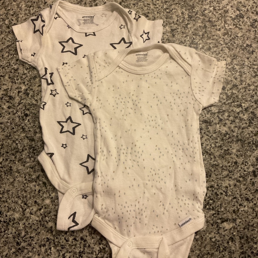 Gerber White and Black Star Print Bodysuits